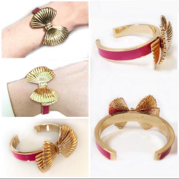 Lilly Pulitzer Pink Bow Enamel Rhinestone Accent Bangle - Picture 2 of 5